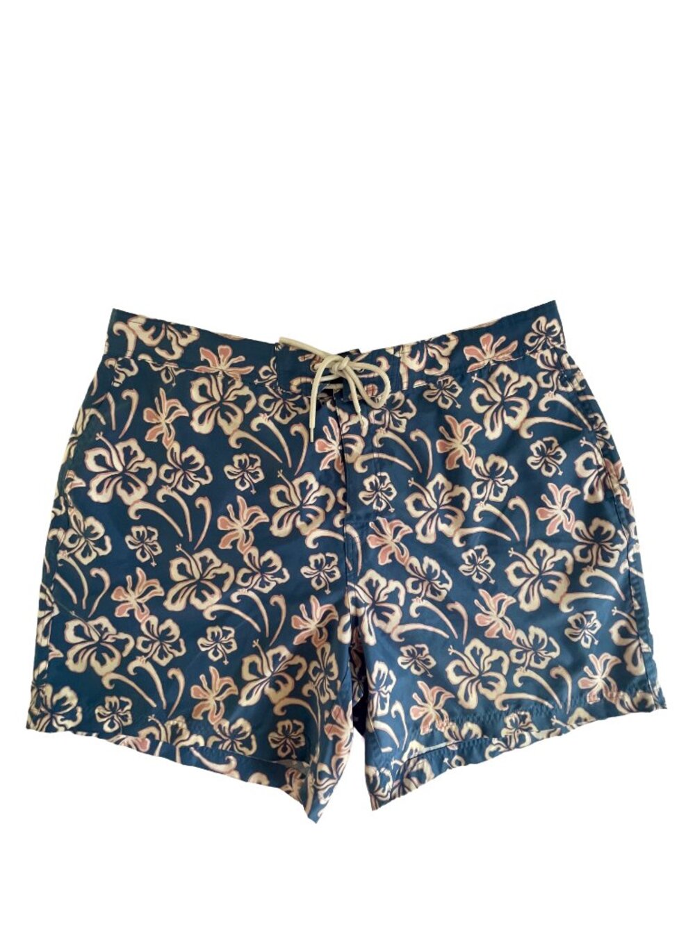Brooks Brothers 346 Hibiscus Floral Swim Trunks Men's XL Blue Mesh Lined